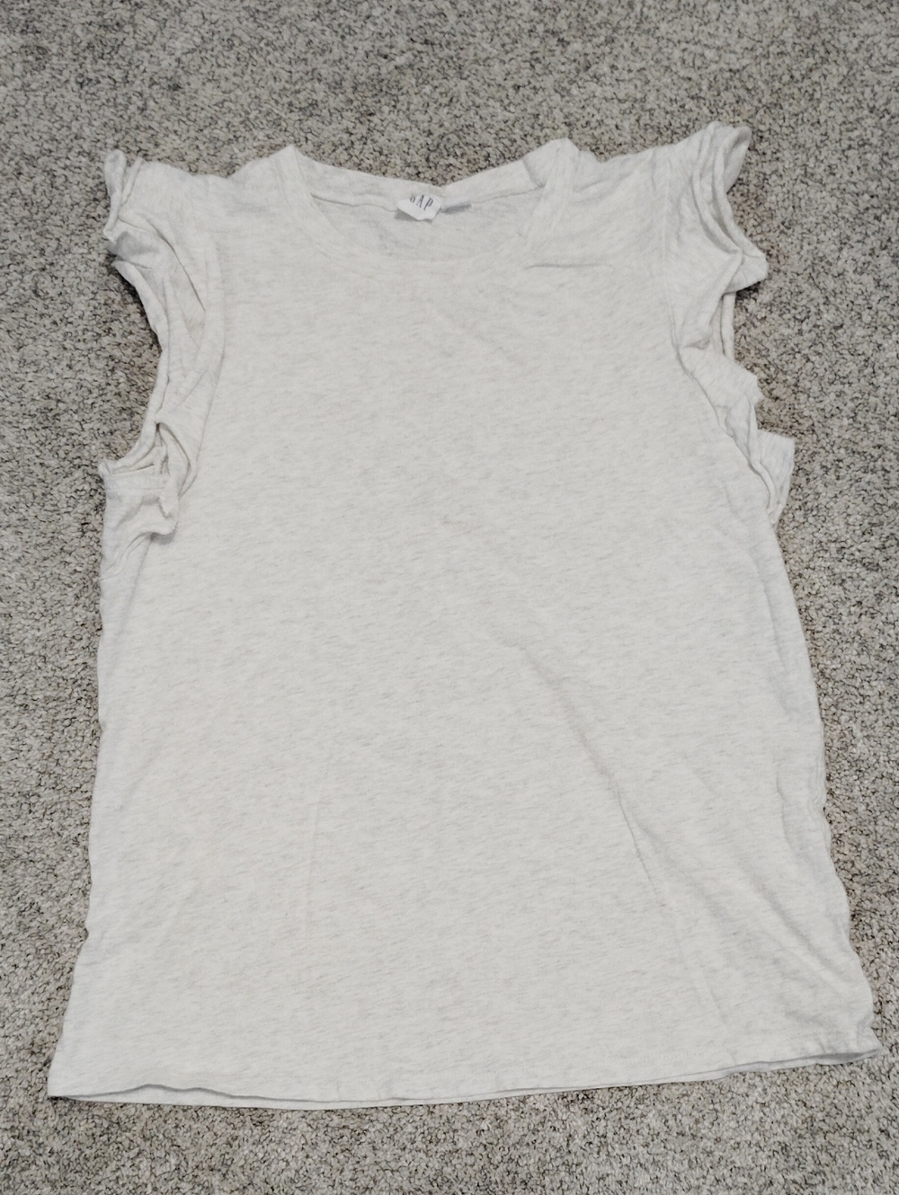GAP Light Heather Gray Ruffle Sleeve Tank Top